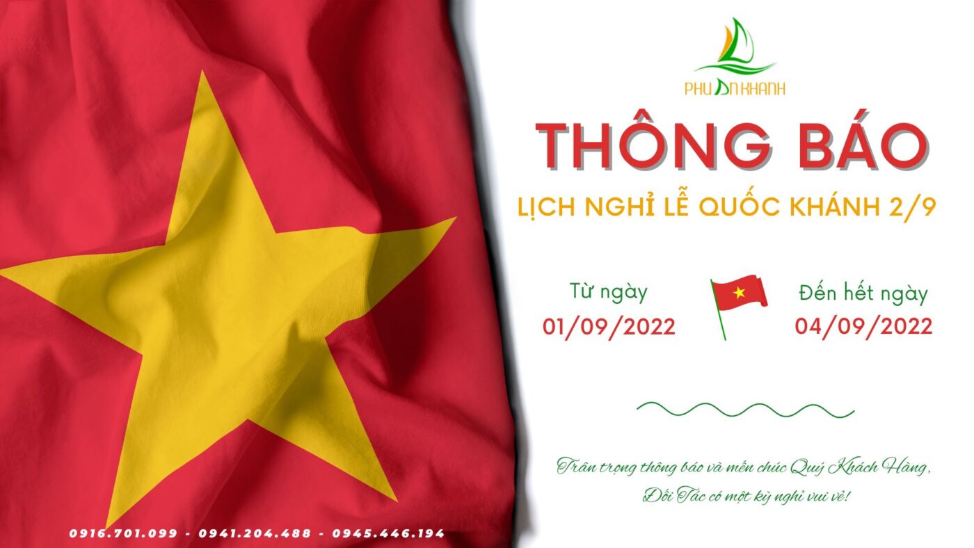 THÔNG BÁO LỊCH NGHỈ LỄ QUỐC KHÁNH 2/9