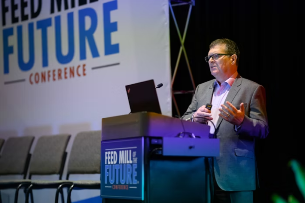 Ian Mealy speaks at the 2025 Feed Mill of the Future Conference